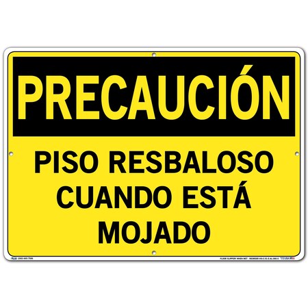 Vestil Aluminum Sign, 14-1/2" Height, 20-1/2" Width, Aluminum, Rectangle, Spanish SI-C-51-E-AL-080-S